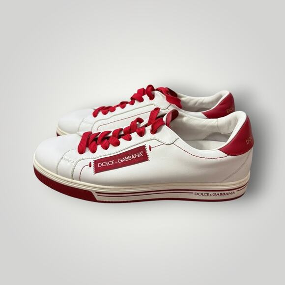 Dolce & Gabbana Men’s Sneakers White Red Size 8 (Made in Italy) - Picture 1 of 10